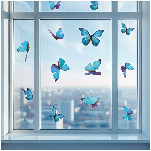 Yabaduu Fensterbilder 3x DIN A4 Bögen Fensterfolie Sticker für Kinder Badezimmer Kinderzimmer Wohnzimmer Aufkleber Fensteraufkleber wasserfest Y076 (06 Schmetterlinge)