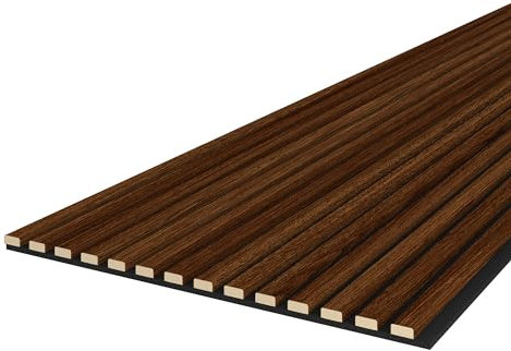 Leiste24 Akustikpaneel - Lamellenverkleidung - Wandverkleidung - 2.400 x 600 mm - Akustikfilz Schwarz - Lamellendekor Eiche dunkel