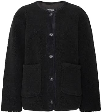 b.young BYCOTTY Damen Plüschjacke Teddyjacke Übergangsjacke Jacke mit Taschen und Hornimitatknöpfen Relaxed fit