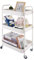YOUNTHYE 3 Tier Storage Trolley, Metal Utility Storage Cart Kitchen Trolley on Wheels, White Book Trolley Craft Trolleys with Handle, Rolling Cart for Bathroom, Bedroom, Office