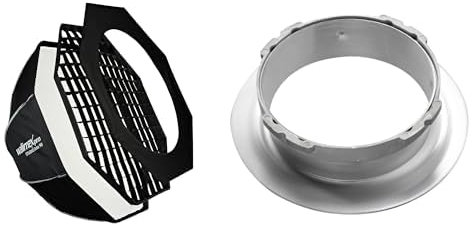 Walimex pro Studio Softbox Octagon 90cm + Softboxadapter für Multiblitz V-Bajonett, um 360° drehbar, einfacher Aufbau, inkl. Grid, Maske, Bowens Adapter und Transporttasche, ideal für Beauty-Aufnahmen