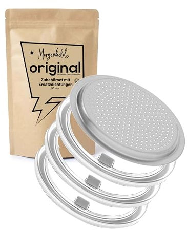 Morgenheld 3x Ersatzdichtung Silikon, lebensmittelecht, Espressokocher Dichtungsring 4 Tassen mit Edelstahl Siebeinsatz