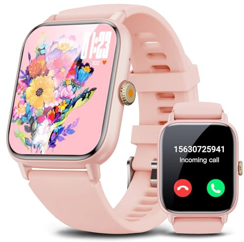 Montre Connectée Homme Femme avec Appel Bluetooth, 1.85 HD Smartwatch, 100+ Modes Sportifs, Montres de Sport étanches IP67,Podomètre Cardiofrequencemetre Sommeil,Smart Watch pour Android (Rose)