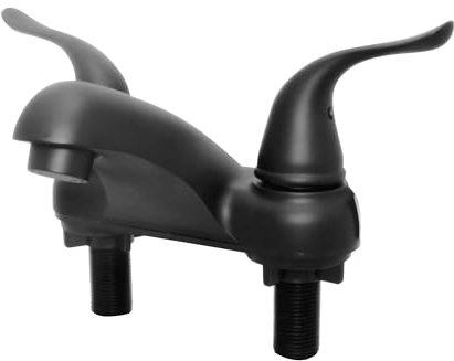 WMF Mobile Home - Grifo de baño para lavabo de caravana, asas de doble ala, 4 pulgadas en el centro, negro mate, no metálico, para remolques de viaje, artículos imprescindibles para campistas,