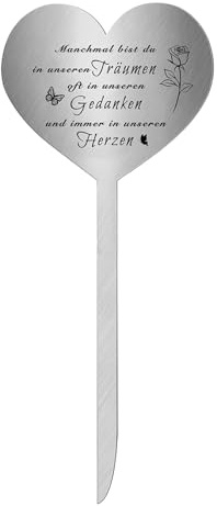 Grabschmuck Wetterfest, Grabstecker Edelstahl Herz, Grab Deko, Grabdekoration Wetterfest, Friedhof Deko, zum Andenken (Stil A)
