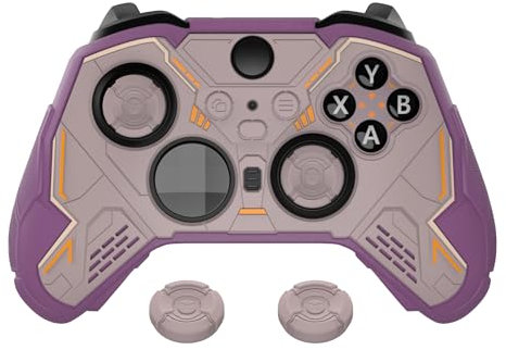 PlayVital Funda de Silicona para Xbox Elite Series 2 & Elite Series 2 Core - Protector Antideslizante con Tapas de Pulgar & Pegatinas, Cubierta de Goma - Stellar Mecha (Marrón Rosado & Púrpura)