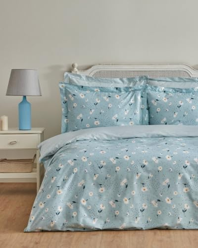 Karaca Daisy 100% Baumwolle Einzelbett Bettwäsche Set, Mint
