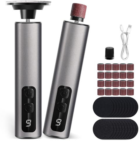 Mexgcom Rapeuse Pieds Pédicure Électrique, 2 in 1 Ponceuse Pieds Electrique Vitesse Réglable avec 10 Tampons de Remplacement et 10 Anneau de Gommage des Ongles pour Peau Morte Ponceuse Pieds Soin Pied