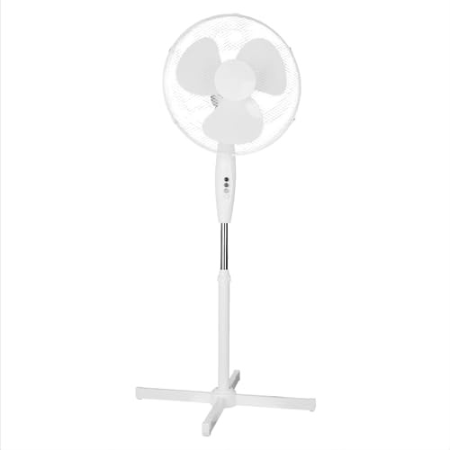 Grennswick 16 Inch Pedestal Floor Fan with Oscillating Blades Tilted Head 3 Speed Settings, Sleek Design Perfect for Homes, Offices, and Bedrooms (White)