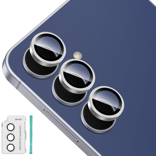 Locofun Kameraschutz für Samsung Galaxy S25 FE für Panzerglas, 9H Härte Einzeln Kamera Schutzfolie [1 Stück], Anti-Kratzen Individuelle Ring aus Metall Linse Folie Schutzglas-Silber.