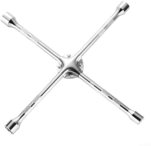 18 Zoll Vier-Wege-Radmutternschlüssel Ergonomischer Griff Kompatibel mit 17 19 21 23 mm Hoher Drehmoment Robuste Stahlkonstruktion Kompakt Für Auto Reisepannen Roadside Tool(18inch)