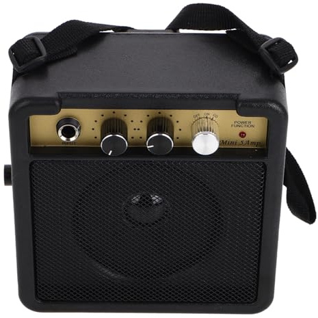 Kleiner Gitarrenverstärker 5w für E-Gitarre mit Soundeffekten | Schwarz, Kunststoff und Metall, Kompakt Tragbar, Vielseitige Anschlüsse, ohne Batterie, 1 Satz