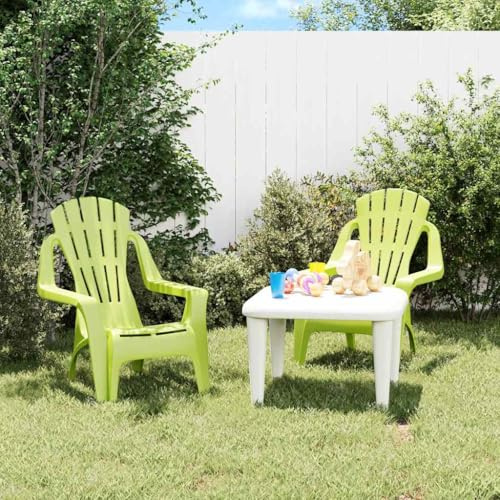 Tonture Barnträdgårdsstolar 2 st. Grön, 37 x 34 x 44 cm PP träutseende, lätta utomhusstolar för småbarn, bekväm sittplats för balkong och trädgård