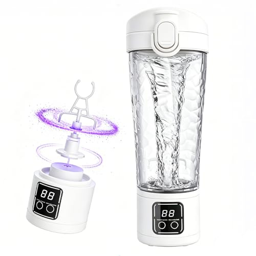 KUWUNG Electric Protein Shaker Bottle 700ml, USB Rechargeable Shaker Cup with Removable Base, Portable Blender Cup for Gym and Travel, Protein Shakes, Meal Replacement Shakes (White)