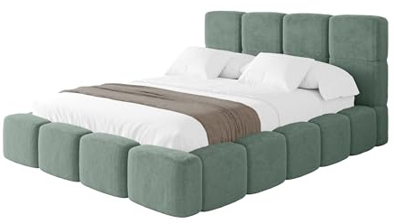 ALTDECOR Polsterbett mit Bettkasten und Lattenrost, Bett mit Kopfteil, Boxbett ohne Matratze, Doppelbett mit Stauraum - NATA 140x200 Grün