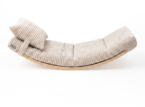 KiddyMoon Balance Board Für Kinder Aus Holz Balancierbrett Mit Matratze Und Kissen