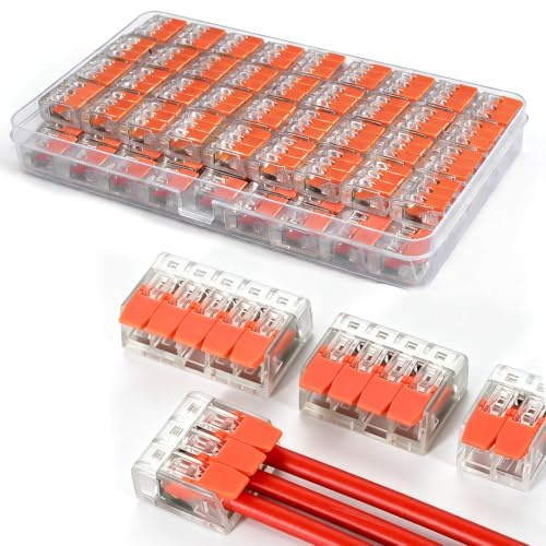 80 Pezzi Set di Morsetti Elettrici a Leva, Trasparenti in Materiale PC, Connettori per Cavi 2/3/4/5 Poli, Ideali per Riparazioni Elettriche, Elettrodomestici e Collegamenti di Tutti i Tipi di Cavi