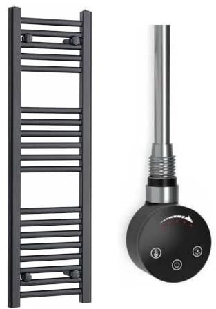Radiador Toallero Eléctrico Negro 300 x 1000 mm con Resistencia de 150 W, Precargado, Acero