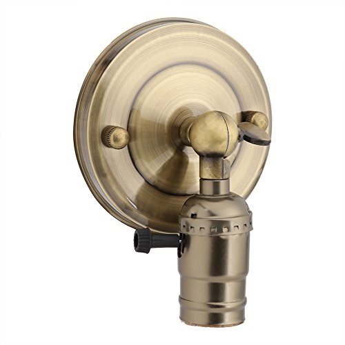 Vintage E27 Wandleuchte Licht Halter Metall Wand Lampensockel mit Schalter für Home Küche Esszimmer Loft Coffee Bar Werkzeuge Heimwerker Abstellraum Keller Veranda Büro(Bronze)