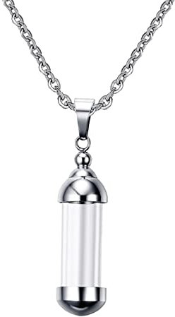 dailymall Stainless Steel Screw Cap Tube Glass Bottle Urn Vial Charms Pendant Necklace Keepsake Cremation Jewelry
