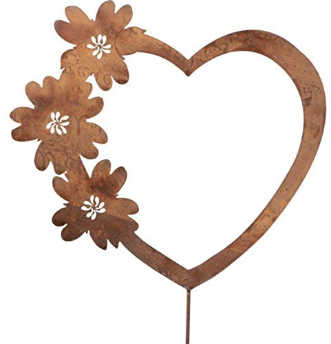 Metall Stecker. Herz mit Blumen. Rost Gartenstecker, Metallstecker, Dekostecker. 98 cm. Art.: 72917