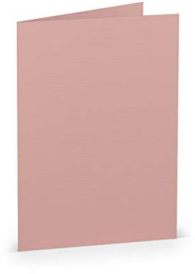 PAPERADO 25 Faltkarten DIN B6 - Rose gerippt Alt-Rosa - 220 g/m² - 12 x 16,9 cm - Blanko Doppelkarten Klappkarten Basteln Einladungskarten