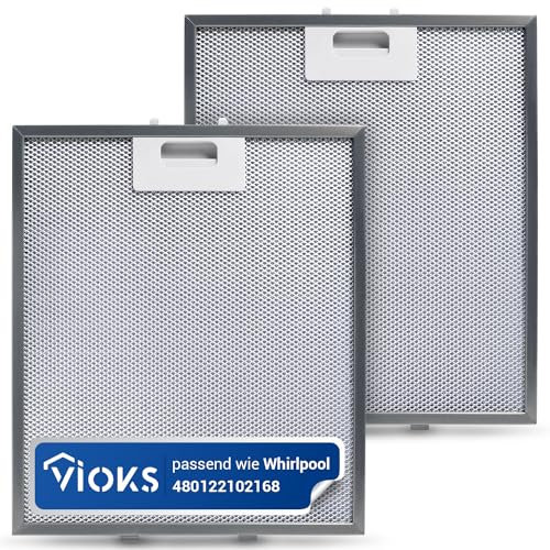 VIOKS 2x Dunstabzug Filter 305x267mm Ersatz für Elеctrolux 4055250429, Elica Dunstabzugshaube Filter GRI0009219A KIT0010805, Whirlpool Abzugshaube Filter Metall 480122102168 C00314158 ARI314158