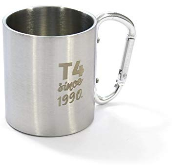 Volkswagen ZCP905036 Stainless Steel Coffee Mug T4 Since 1990 Mug Carabiner, Silver