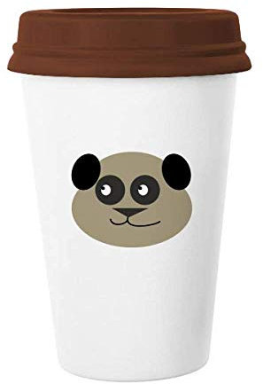 Taza de cerámica con tapa para taza de café, diseño de oso panda