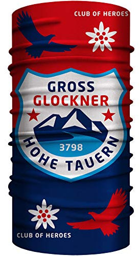 Club of Heroes Großglockner Bandana, nahtloses Multifunktionstuch aus weicher Mikrofaser/atmungsaktiv Schlauchschal Halstuch Schal Tuch/Hohe Tauern Österreich Berge Bergtour Bergsteiger