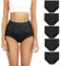 Senllori Damen-Unterwäsche, hohe Taille, Baumwolle, Bauchkontrolle, weiche volle Abdeckung 5 Pack, Schwarz Größe S