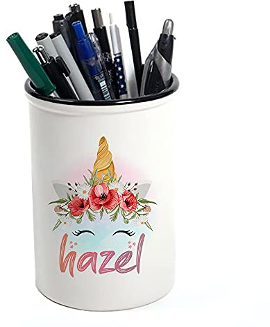Giftme Personalised Unicorn Magicaly Stars Crown Castle Floral Girl ANY NAME Kids Birthday Back To School Desk accessories Pen/Pencil Pot Makeup Pot Stuff Storage Pot.