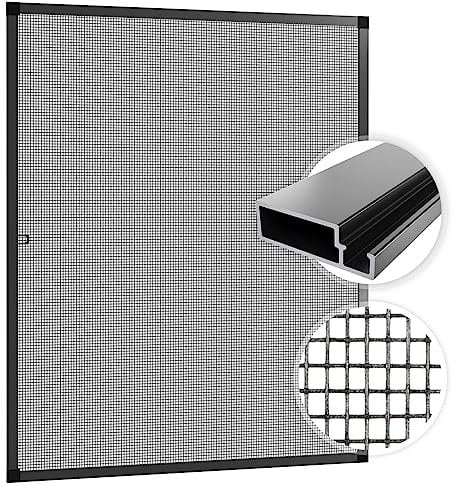 SAMUFLY Fliegengitter 120x140cm Alurahmen anthrazit für Fenster Fliegennetz Insektenschutzrahmen Mückenschutz Insektenschutzgitter