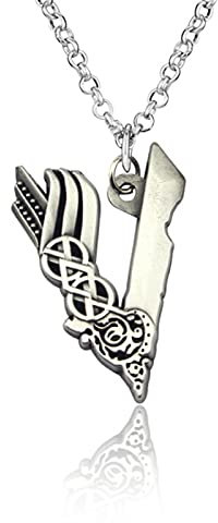 HCMA Vikings Legends Halskette Wikinger V Logo Anhänger Halskette Ragnar Lodbrok Schmuck für Männer Frauen Geburtstagsgeschenk