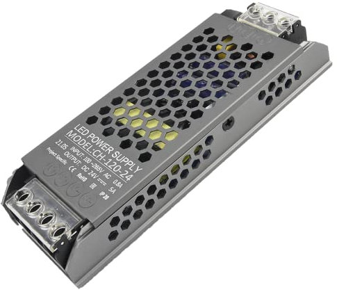 NUOVA GERMANY Alimentatore Professionale 5A DC 24V Striscia Led Trasformatore Ampere Stabilizzato AC110/220V Ultra sottile (24V, 120W)