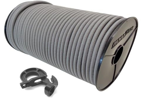 10mm 10m Expanderseil Gummiseil + 10 Easyfix Haken mit PE Mantel Gummileine Planenseil Seil Plane in Grau