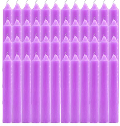 Pack 48 Velas Cirio de mesa Lila 220x20mm(PLUS HOME)