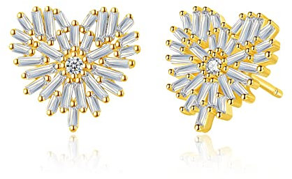 14 Karat Vergoldet Liebes Herz Ohrstecker – Pavé Zirkon Ohrstecker