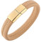 Wycian Edelstahl Armband Vergoldet, Freuschafts Armband Geflochtenes Lederarmband Im Einfachen Stil 16.5CM Rostfreier Stahl für Männer Frauen