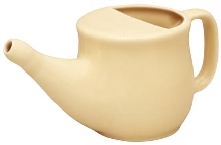 Ancient Impex Ceramic Neti Pot 400 ml (Beige) – Spill-Proof, Microwave Safe Neti Pot for Sinus & Nasal Cleansing | Reusable & Eco-Friendly Design