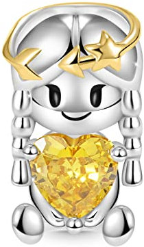 GNOCE Constellation umfasst Herz-Edelstein-Charms 925 Sterling Silber für Frauen Geburtstagsgeschenk passend Schlangenkette Armbänder/Halskette (Schütze)