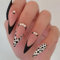 JUSTOTRY 24 Stück Cow Print Stiletto Nägel Zum Aufkleben Lang,Schwarz French Künstliche Nägel,Matt Mandel Kunstnägel Press on Nails,Pretty Fingernägel Fake Nails für Frauen