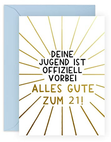 Central 23 Lustige 21. Geburtstagskarte für Männer – DEINE JUGEND IST OFFIZIELL VORBEI – Humorvolle Geburtstagskarte für Ihn – 21 geburtstag geschenk – Alterswitz – mit Aufkleber