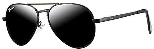 Pro Acme Pilotenbrille Herren Damen Polarisierte Fliegerbrille Klassische Piloten Sonnenbrille Unisex UV400 Schutz Vintage Sonnenbrille (A5 Schwarz Rahmen | Grau Linse)
