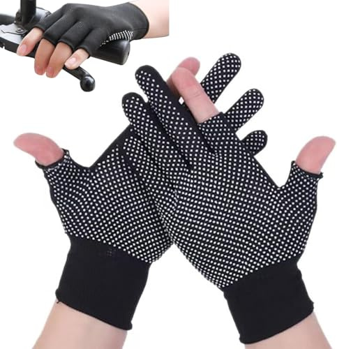 KkaFFe Leichte Handschuhe, Herren und Damen, Halbfinger-Slip, atmungsaktiv, fingerlos, Arbeitshandschuhe für den BAU, Nylon, Fitness, Radfahren, Motorradhandschuhe
