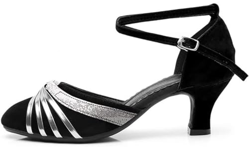 Scarpe da Ballo da Donna Punta Chiusa in Velluto Latin Salsa Tango Prom