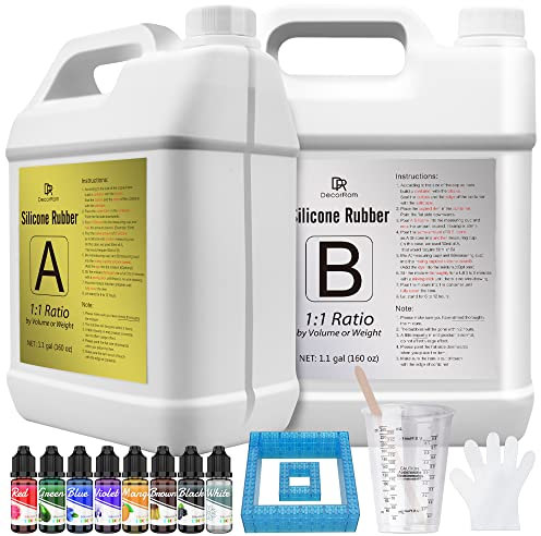 Silikon Kautschuk - 9kg/8.3L Flüssig Silikon mit Silikon Farben, Entformen Blöcke für Silikonform Herstellun - Einfaches 1: 1 Verhältnis Abformsilikon für Harzformen, Seifenform, Gießen, Basteln