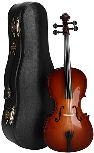 HOHXFYP Mini Cello Modell Ornament, Miniatur Cello Aus Holz mit St?nder, Bogen und Koffer, 9,1 Zoll Exquisites Cello Ornament, Ideales Sammlerst¨¹ck und Entz¨¹ckendes Geschenk