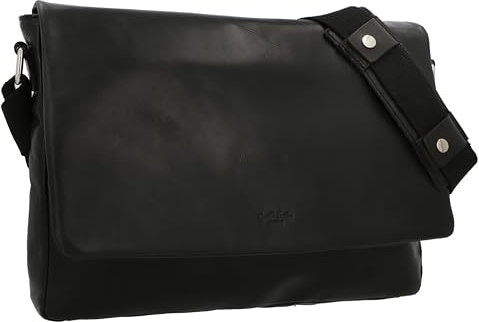 Gusti Umhängetasche Leder - Theodore Pflanzlich gegerbt Aktentasche Unitasche Arbeitstasche Messenger Bag Lehrertasche Businesstasche groß Laptoptasche Vintage Schwarz Leder