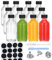 12-Pack 60ml Shot Bottles with Lids,Mini Clear Glass Bottles with Funnels,Labels,Small Glass Jars with Lids.Perfect for Ginger Travel Shots, Juice, and More!
